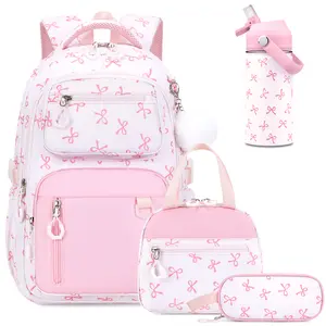Similove Backpack for Girls, School Bookbag Teen Girls Backpack Set with 14oz Insulated Water Bottle Stainless Steel, Lunch Bag & Pencial Case for Kids Elementary Middle Student