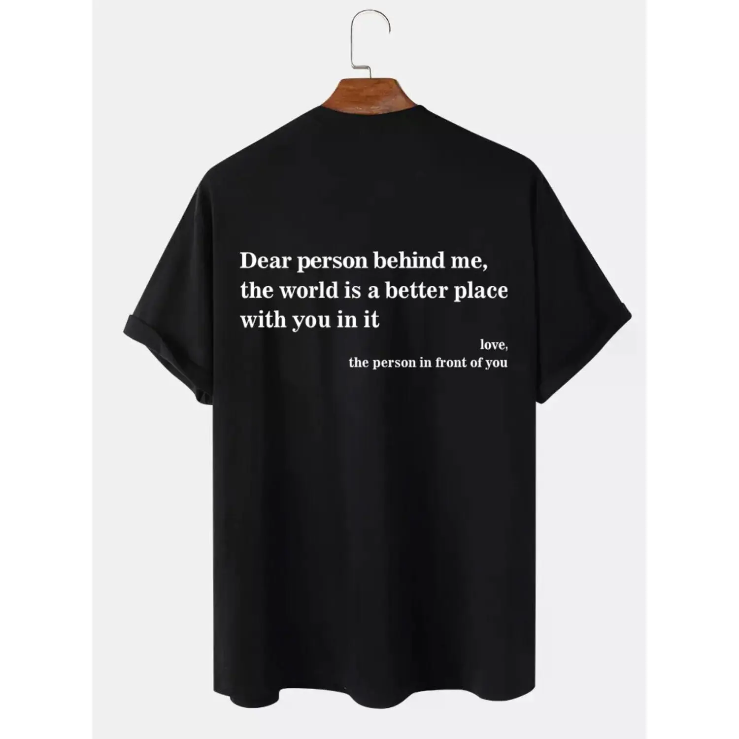 Dear Person Behind Me T-Shirt, Women's Casual Loose Fit Drop Shoulder Short Sleeve Tee in a Breathable Cotton Blend