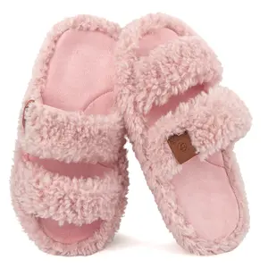 YEAGOSO Fuzzy Open Toe Slippers for Women Indoor & Outdoor with Memory Foam Cozy Soft House Shoes Pink Cute Stylish Faux Fur Slip On Gifts for Mom Her Ladies Bridesmaid