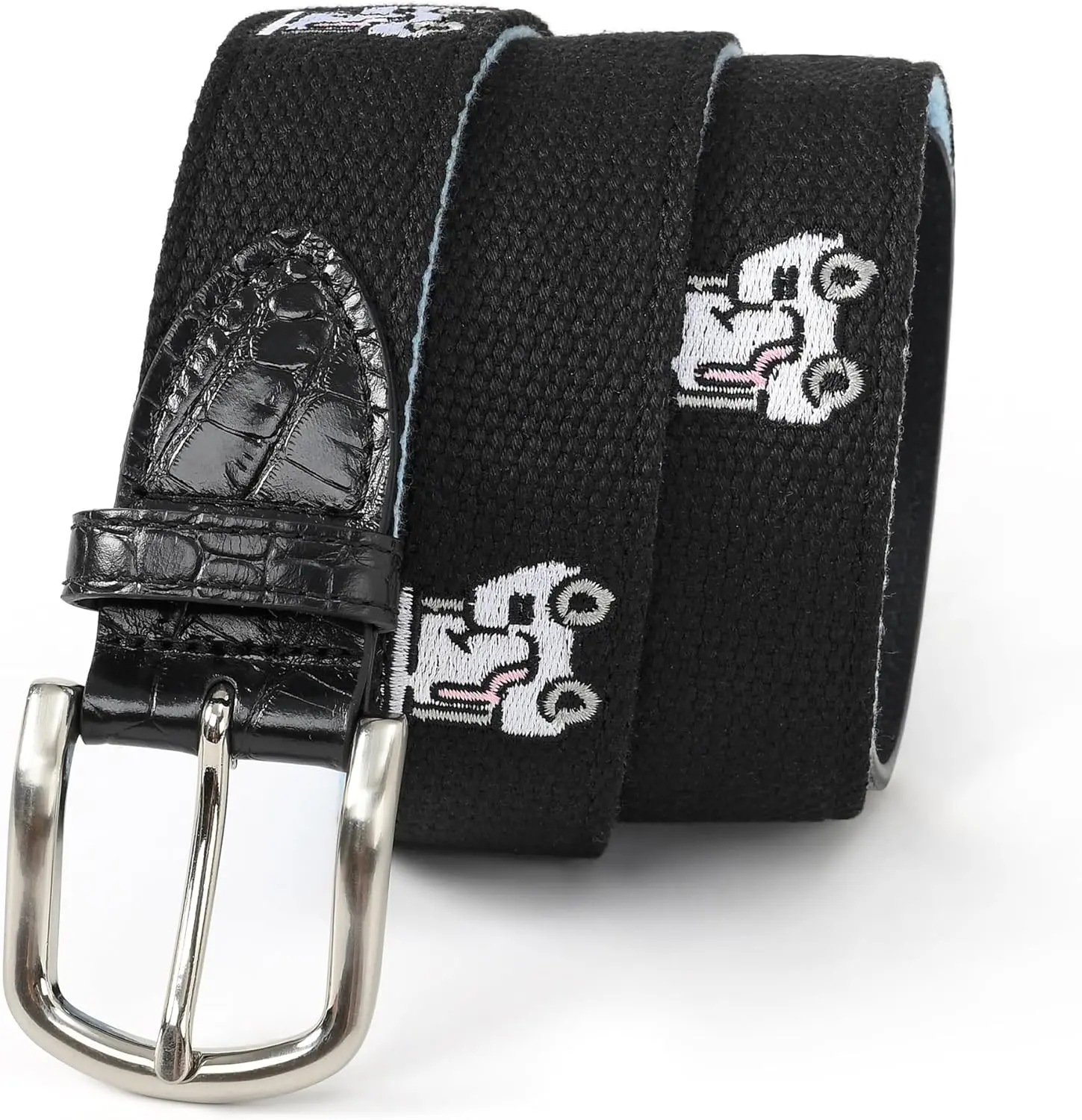 Mile High Life Golf Belts for Men, Canvas Belt with Genuine Leather Tips, Embroidered 2 Layer Web Belt with Pin Buckle Mile High Life Golf Belts for Men, Canvas Belt with Genuine Leather Tips, Embroidered 2 Layer Web Belt with Pin Buckle