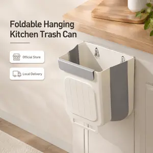 Collapsible Kitchen Hanging Trash Bin, Foldable Space-Saving Waste Can, Portable Wall Hanging Garbage Bin, Durable Household Rubbish Container for Kitchen Cabinet Home Use