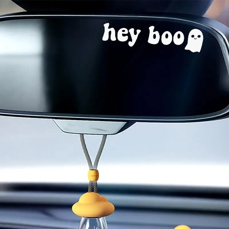 Cute Ghost Pattern Car Stickers, Car Rear View Mirror Halloween Themed Decorative Sticker, Car Accessories