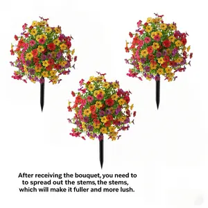3-Piece Realistic Standing Plant Set, Lifelike Artificial Flower, Sun-Resistant Silk Material, Perfect for Spring Summer Decor, Ideal for Entryway Indoor Spaces, Decorative Fake Plant