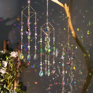 Metal Crystal Sun Catcher with Natural Gemstone Pendant, Wall Hanging Ornament, Decorative Rainbow Maker for Window Decoration or Garden, Ideal Gift for Birthdays and Holidays