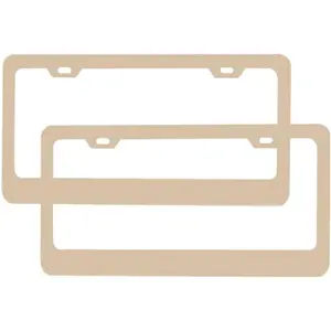 Car Licenses Plate Holders Light Beige Free Universal Aluminum License Plate Frame (2 Pieces) ﻿