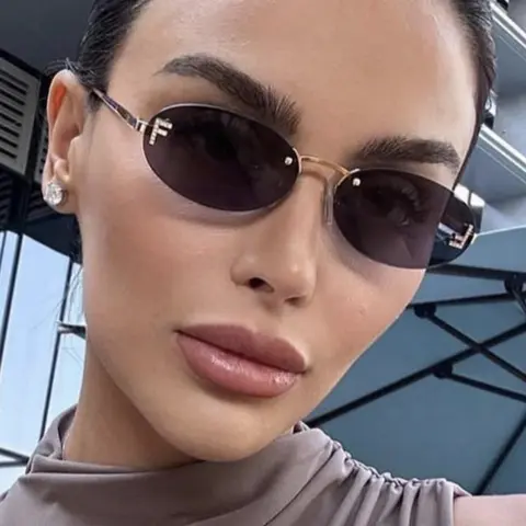 Oval Vintage Small Frame Letter F Sunglasses for Women, Trendy Styling Sunglasses, Retro Y2K Summer Beach Accessories, Uv400 Protective Lens