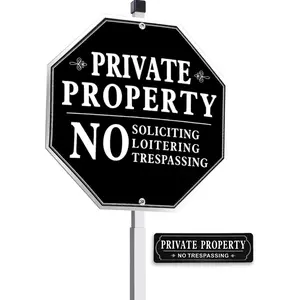 No Soliciting Sign For House -  No Soliciting Yard Sign - 10"x 10" No Soliciting Sign for  with 28" Long Metal Stake (Private Property