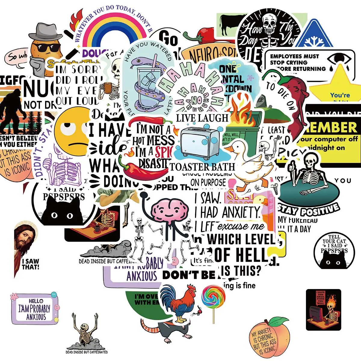 Snarky Sticker, 50pcs/set Humorous Sarcasm Sticker, Waterproof Vinyl Sarcastic Quotes Sticker for Water Bottle, Laptop, Kindle, Scrapbook