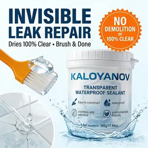500g Transparent Waterproof Sealant Anti-Leakage Glue with Brush for Bathroom Roof Window Wall Tile Repair Coating Agent