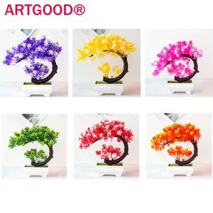 ARTGOOD 1pcs 8.66in Artificial Bonsai Tree in Decorative Pot - Lifelike Tabletop Decor for Christmas/Halloween🌿 | Wedding/Birthday/Party Centerpiece | Baby Shower/Graduation/Engagement Decor | Home & Office Display | Thanksgiving/Xmas/New Year Gift