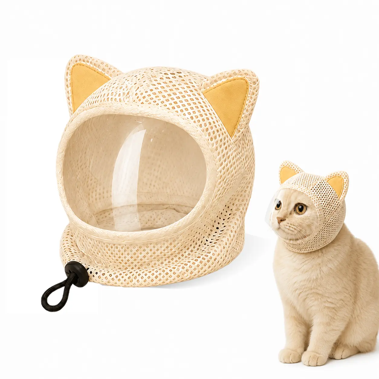 Breathable Adjustable Cat Muzzle Mask, Transparent Clear View Pet Face Cover for Grooming, Nail Clipping, Bathing and Cleaning, Helps Reduce Biting, Scratching, Licking and Eating Random Things During Care