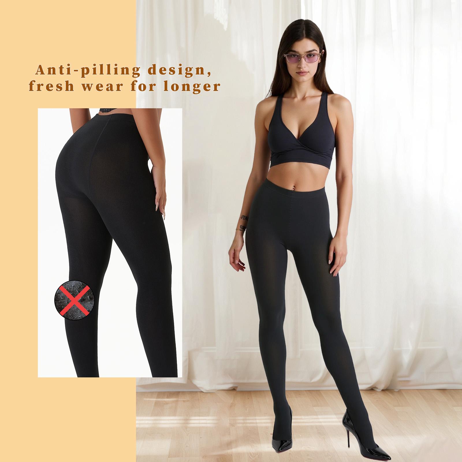 Women’s 400D Fleece Lined Tights 2 Pack – Thick Thermal Pantyhose, Warm Winter Leggings, Black S/M Slim Fit Womenswear