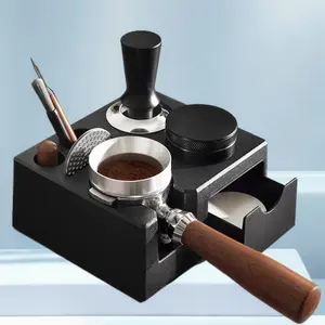 ABS Italian-style coffee machine handle square tamping stand drawer-type coffee distribution tool multifunctional storage base