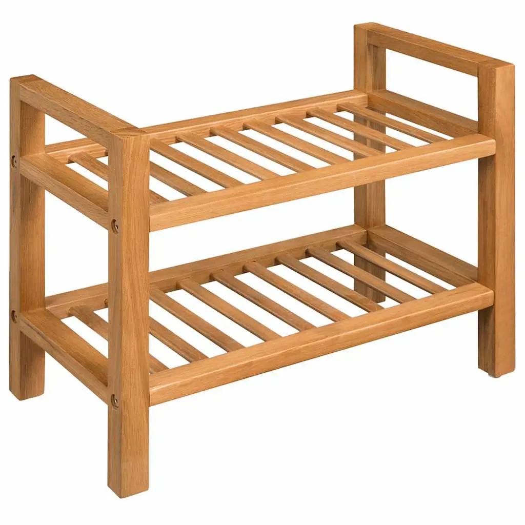 vidaXL Shoe Rack, 2-Tier Shoe Storage Organizer, Shoe Shelf, Shoe Holder for Entryway Hallway Doorway Closet Bedroom Dorm Room, Solid Oak Wood 244208