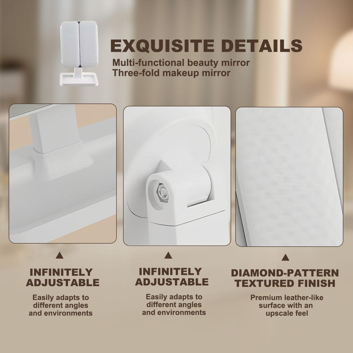 LED Makeup Mirror with Adjustable Brightness & 3 Color Modes – Portable Vanity Mirror for Daily Beauty