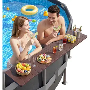Above Ground Pool Accessories Pool Bar for Above Ground Pool Bar Table .2" 110LBS Heavy Duty Swimming Poolside Bar Table Shelf Deck Attachment for Round Oval Pools, Adjustable Folding