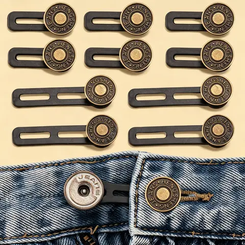 20PCS No-Sew Metal-Rubber Unisex Jeans Waist Extenders - Adults' Functional Button Size Adjuster, Clothing Fixer, Waist Extension Sewing Accessory Haberdashery for Pants Waistbands