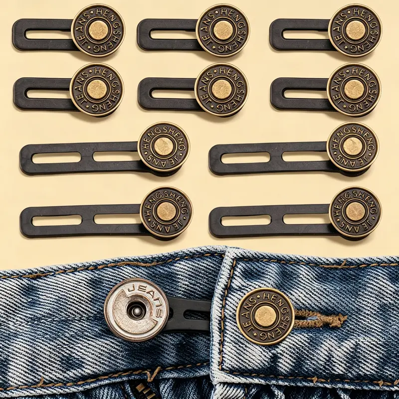 20PCS No-Sew Metal-Rubber Unisex Jeans Waist Extenders - Adults' Functional Button Size Adjuster, Clothing Fixer, Waist Extension Sewing Accessory Haberdashery for Pants Waistbands
