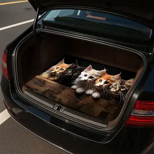 1PC, anti-slip and fashionable car trunk pad. Colorful little cat design in durable polyester material. It keeps the trunk dry and tidy, adding an adorable and soothing atmosphere of a cat lover paradise with joy and sweetness to your car interior.