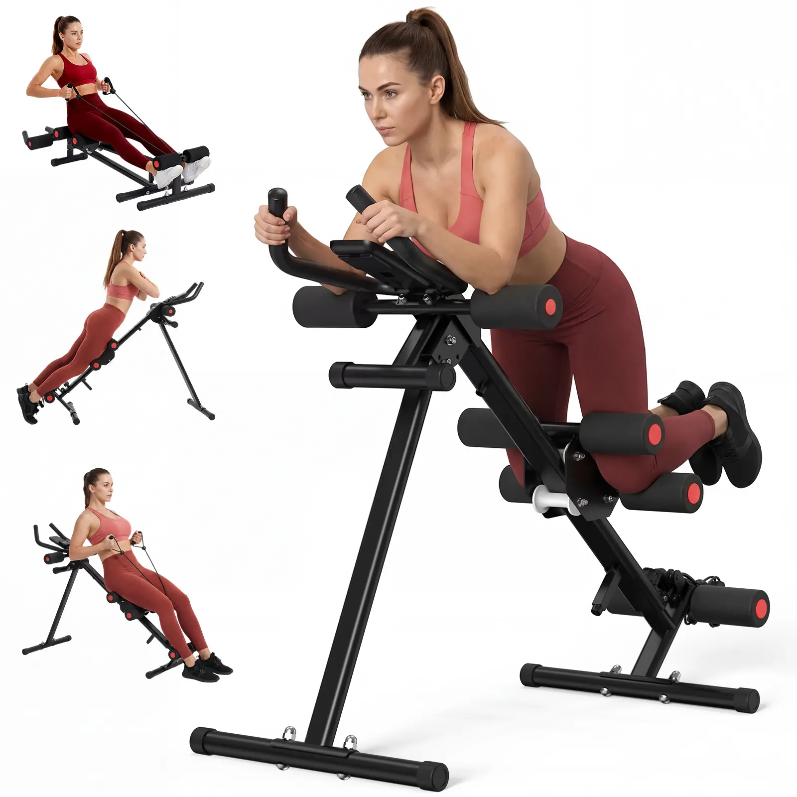 Relife Sports 5-in-1 Foldable Multi-functional Rowing Machine Ab Machine | 440LBS Capacity with LCD Monitor | Full Body Home Gym Equipment for Arm, Back, Glutes & Legs | Space-Saving summerwins