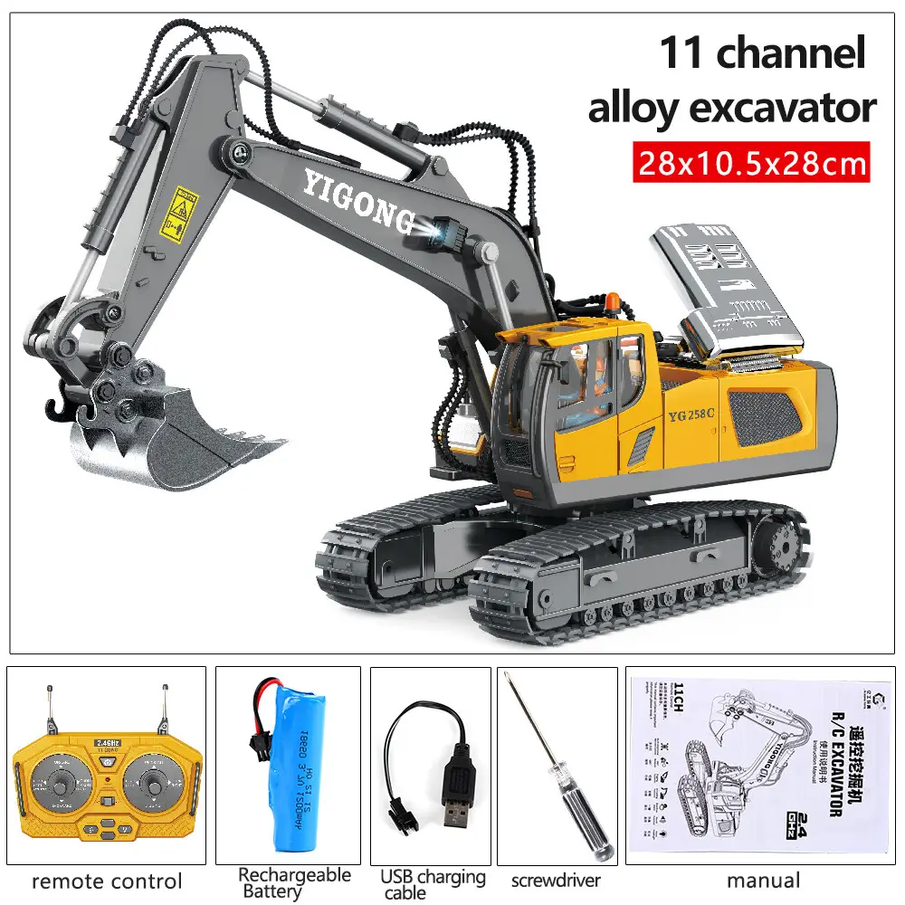 RC Car 2.4G 1:20 11 Channels Alloy RC Excavator Dump Trucks Bulldozer Alloy Plastic Engineering Vehicle Electron, Electric Remote Control Toys RC Cars