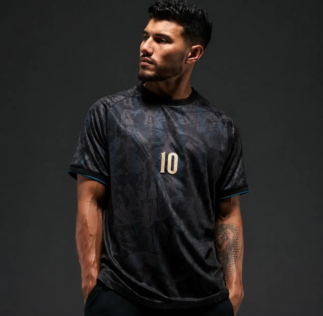 France Rooster Inspired Black Performance Soccer Jersey #10 | Vintage Dark Football Fan Shirt | Unisex Athletic Sports Tee for Men & Women | Breathable Match & Casual Wear