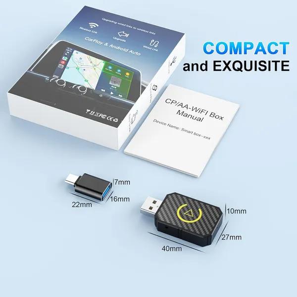 Go Wireless in Seconds! 2-in-1 CarPlay Adapter for Apple & Android – Converts Your Factory Wired CarPlay (2017+) to Wireless, No More Cables!