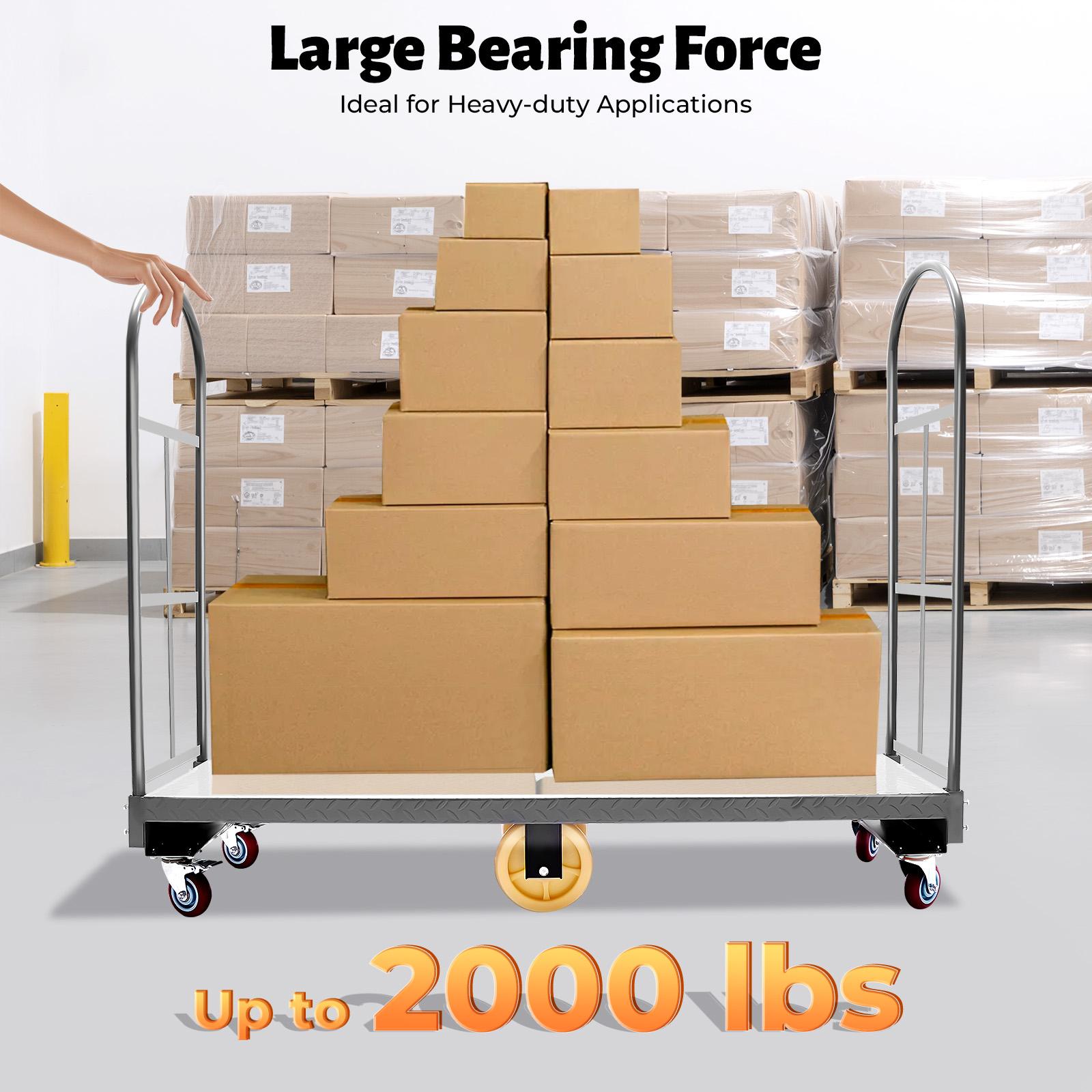 Heavy Duty U Boat Platform Dolly 2000lbs Load Capacity 6 Wheels Q235 Steel Flat Cart with Side Fences for Warehouse Industrial Transportation Moving Heavy Duty U Boat Platform Dolly 2000lbs Load Capacity 6 Wheels Q235 Steel Flat Cart with Side Fences for Warehouse Industrial Transportation Moving