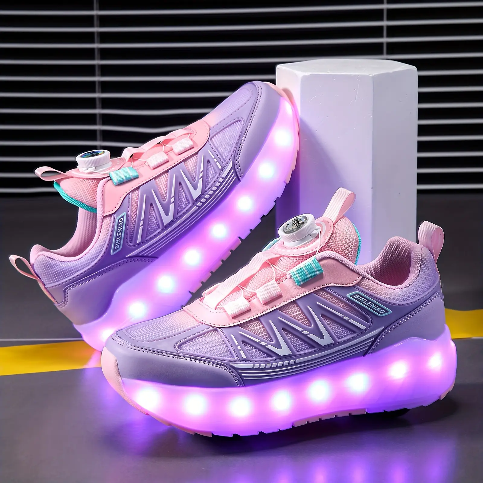 Girls fashion Outdoor Sports Flashing Roller Shoes USB Rechargeable Eight-Wheel detachable Skates Four Seasons Style Sneakers-DMA