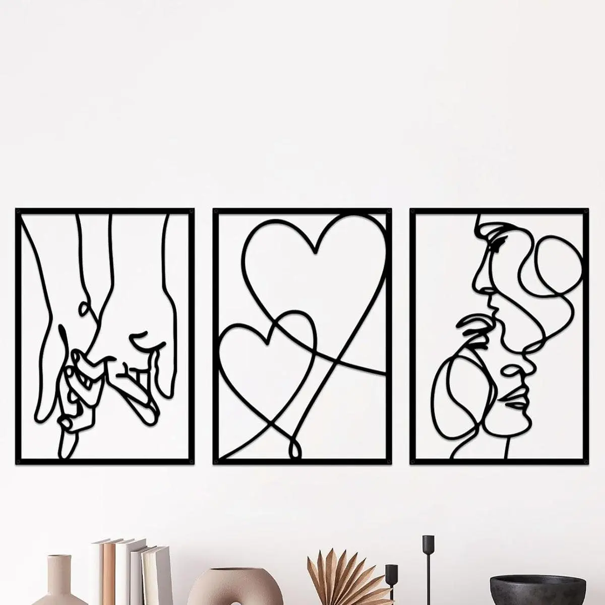 Abstract Line Art Couple Pattern Wall Painting, Creative Wall Decor ...