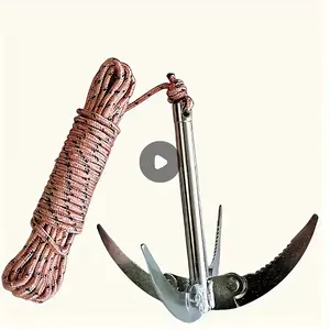 Foldable water grass knife with quadruped anchor and rope device, including 393.7 inch rope - easy to clean, efficient weed removal, can also be used as an anchor for kayaks and a tool for climbing trees