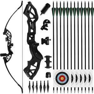 51" Recurve Bow and Arrow Adult Set, 40lb Takedown Archery Adult Bow Suitable for Outdoor Practice (Black)