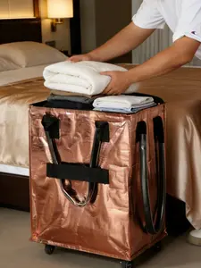 HULKEN Costco Run Hack Foldable Cart Rose Gold Rolling Grocery Bag with Stair-Climbing Wheels No-Rub PVC Handles for Bulk Hauls & Camping Supplies student organizer