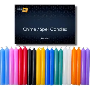 - 20 Assorted Color Spell/Chime Candles -  Mini Taper Candles for Rituals, Prayer, Birthdays, Meditation, Altar, Spells, Chime Candles - 4 Inch Tall (Multi-Colored)