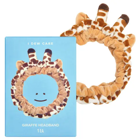 I DEW CARE Face Wash Headband Giraffe - Adorable Design, Perfect for Cleansing, Bath, Makeup and Spa, 100% Microfiber, Reusable, 1 Count