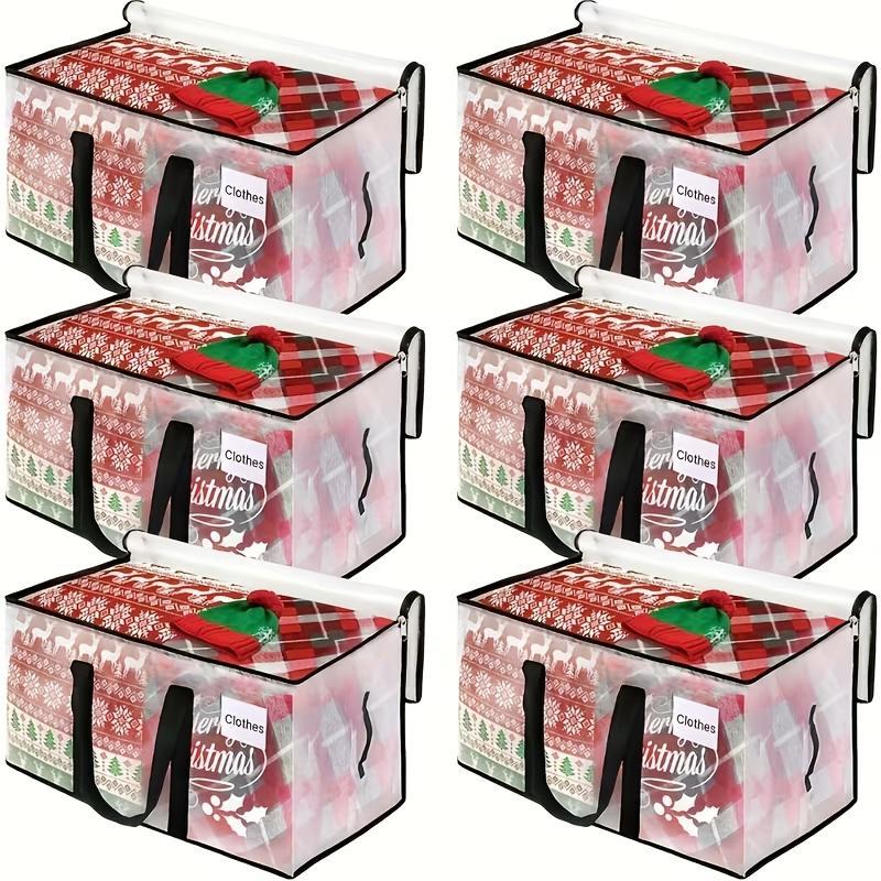 Heavy Duty Clear Storage Bags 3/6pcs - 74x36x33cm Extra Large Moving Boxes with Zipper Handles, Waterproof Clothes Organizer f