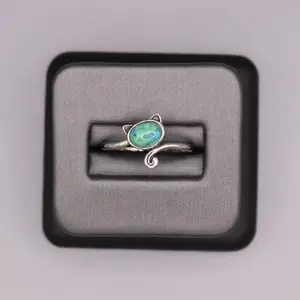 Sterling Silver Stone Ring - Turquoise Cat