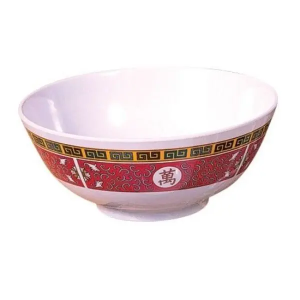 Yanco International LG-5208 Round 8 in. Melamine Noodle Bowl, Chinese-Style Red & White Tableware, 60 oz Serving Bowl
