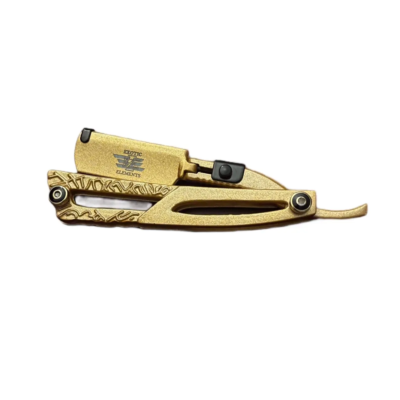 Heavy Duty All Purpose Shaving Razor Men and Women Shaver Straight Edge Knife Haircut and Grooming Gold Engraved Knife
