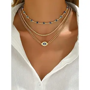DearLuniva B Evil Eye Protection Necklace Turkish Ojo Turco Pendant Adjustable Unisex Jewelry Good Luck Gift