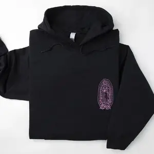 Virgen de Guadalupe Printed Hoodie – Unisex Catholic Faith Hooded Sweatshirt, Our Lady of Guadalupe Pullover