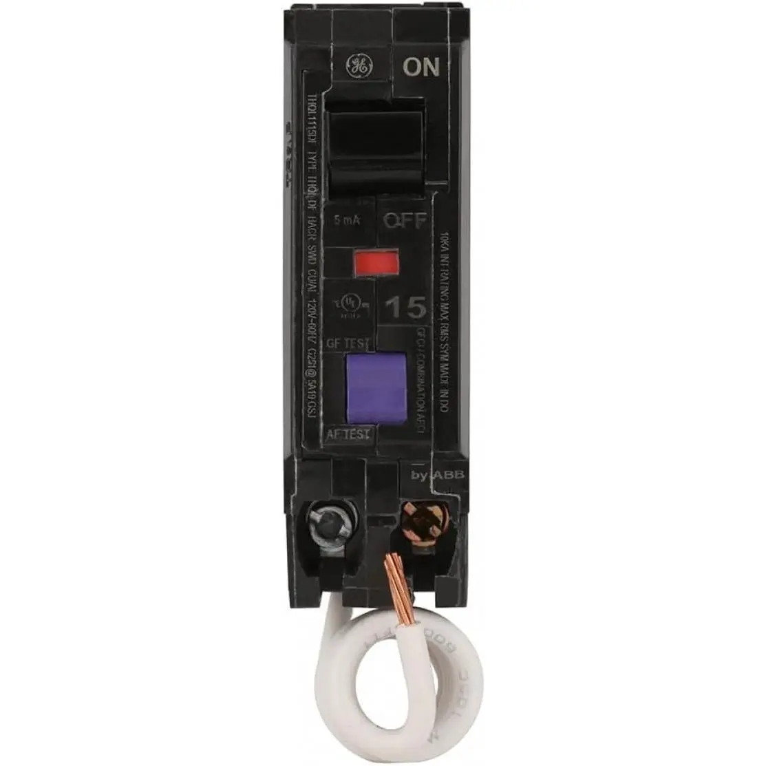 THQL1115DFS Q-Line Plug-in Circuit Breaker, 15A 1-Pole 120/240V, Thermal Magnetic Trip, Quick-Make/Quick-Break, Easy Trip Indication, Auxiliary Contacts, Residential & Commercial Use, UL Listed