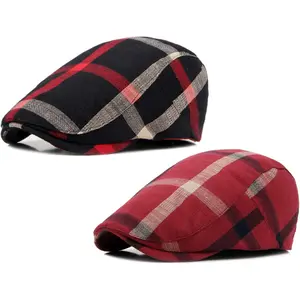 Colored Plaid Longshoreman`s Flat Cap Irish Ivy Driving Golf Newsboy Hat