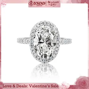 【#50 Dream Ring】5Carat Oval Shape Synthetic Moissanite Rings in 925 Sterling Silver