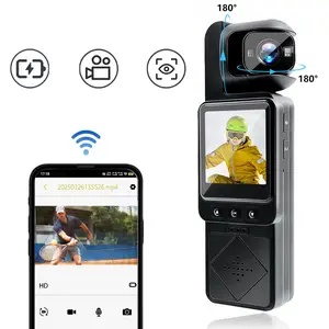 1080P HD Wireless Vlog Body Camera, 180°Rotation Lens, 6x Digital Zoom, Night Vision Outdoor Sports Portable DV Camera, for Skiing, Cycling, Hiking, Boyfriend Gift