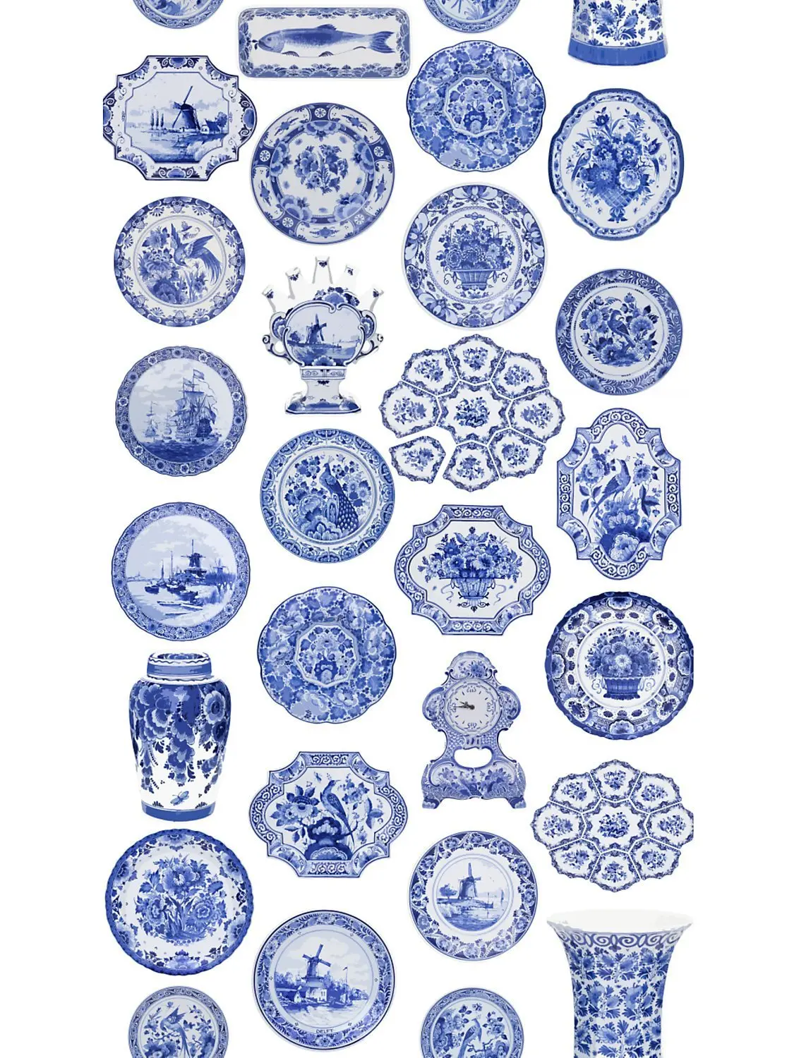 Collections Blue Grasscloth Printed Wallpaper