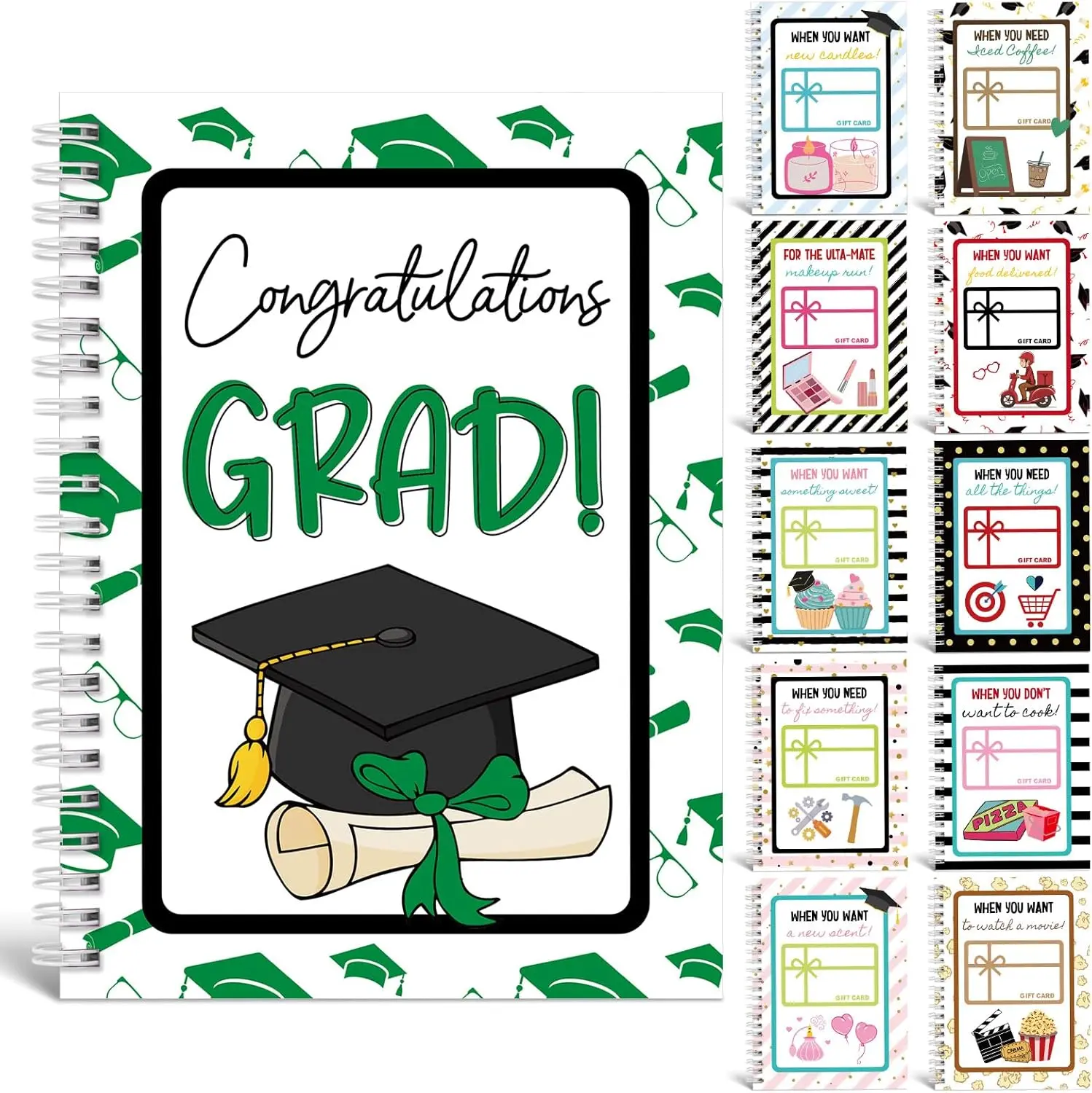 7x5 in 2026 College Theme Scrapbook for Students, Graduation Gift Card Book - Congrats Grad Keepsake for Leaving Home Reminders & Greetings (Green), Scrapbooks