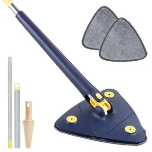 Self-Squeeze Triangular Mop - Blue Handle, Scrubbing Brush, Ideal for Cleaning, Versatile for Various Cleaning Needs