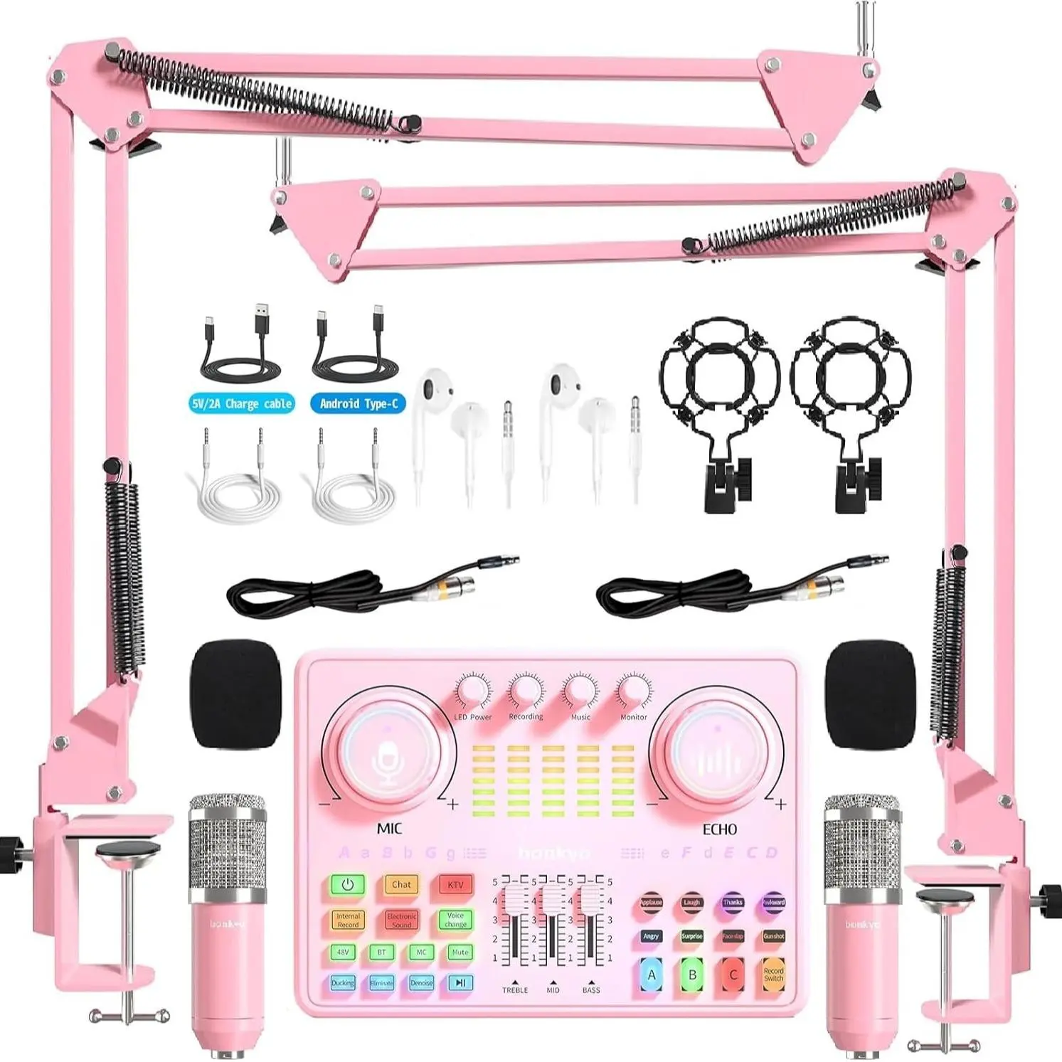 Bonkyo DJ20 Sound Card & BM800-48V Mic Kit with Cantilever Stand