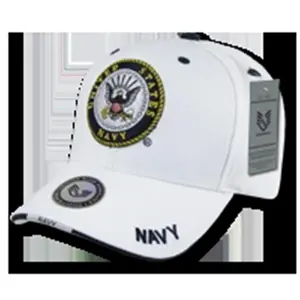 212 MAIN Unisex Casual Acrylic White Military Cap - Navy, 10x7x3in, 3-D High Definition Embroidery, Bill Tip, Contrasting Sandwich Piping, Hook & Loop Closure, Phone & Tablet Stylus Accessory